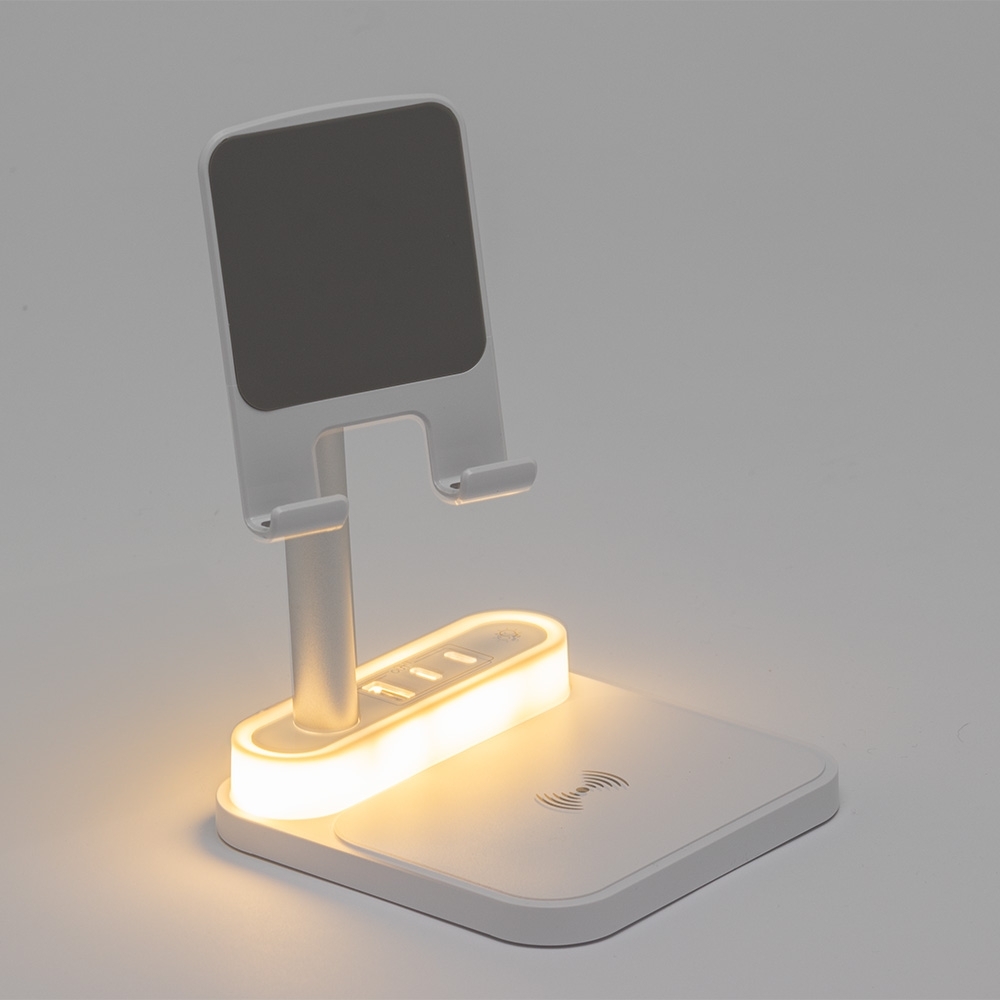 Transforme seu espaço com a base de carregamento personalizada com suporte para celular e luminária
