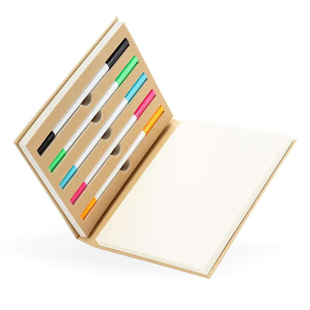 Bloco de Anotações e 5 Canetas Personalizadas