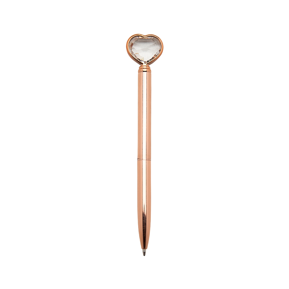 Caneta Metal Coração Diamante