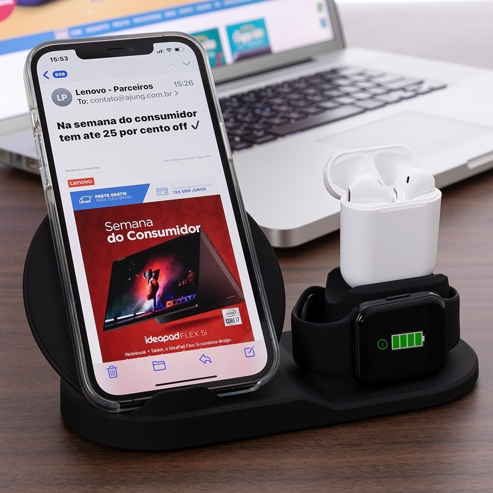 Estação de Carregamento Rápido 3 em 1 Personalizada