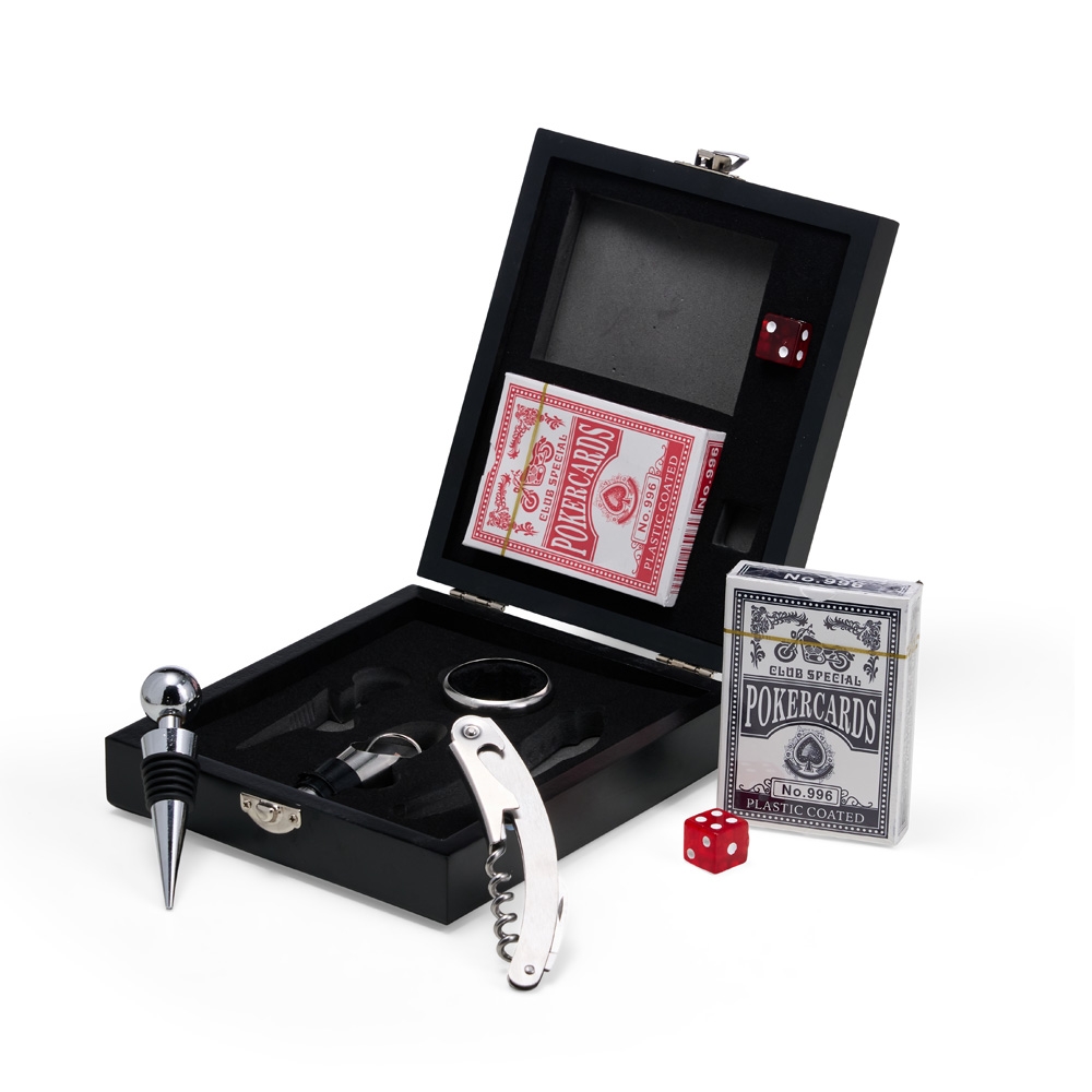 Kit Vinho Com Jogo de Baralho Com Logo