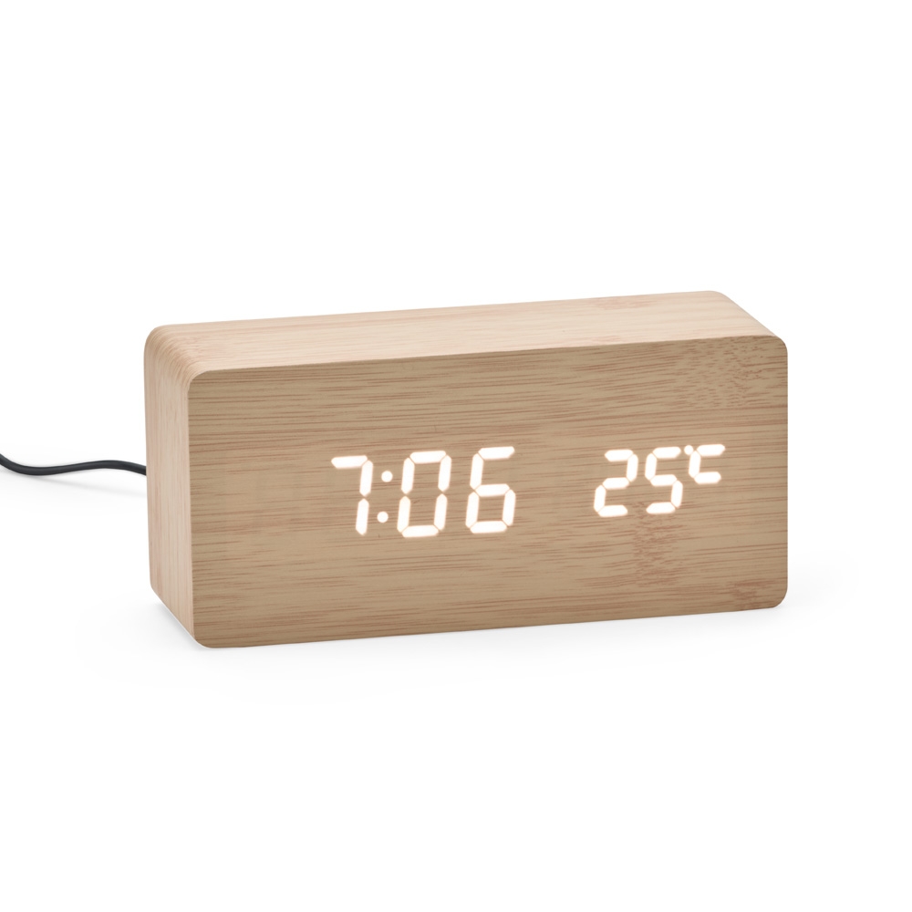Relógio Despertador de Madeira Com Painel LED - Imagem 2